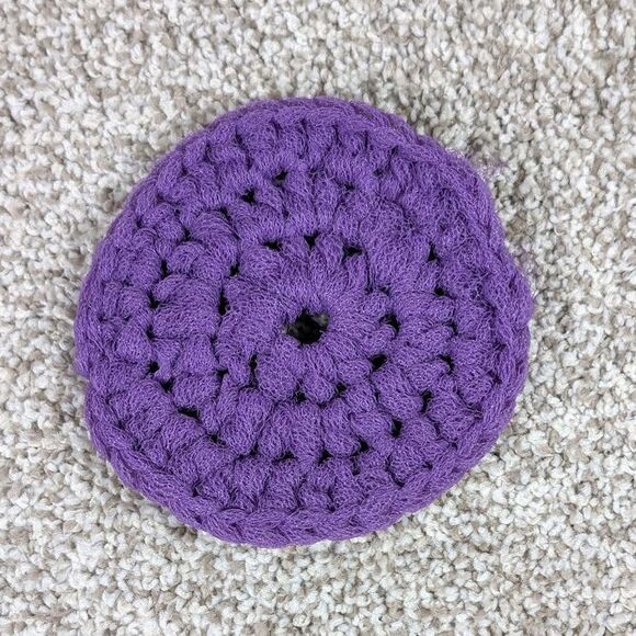 Handmade Purple Crochet Pot Scrubber Round Scour Pad Cleaning Supply - Picture 1 of 3